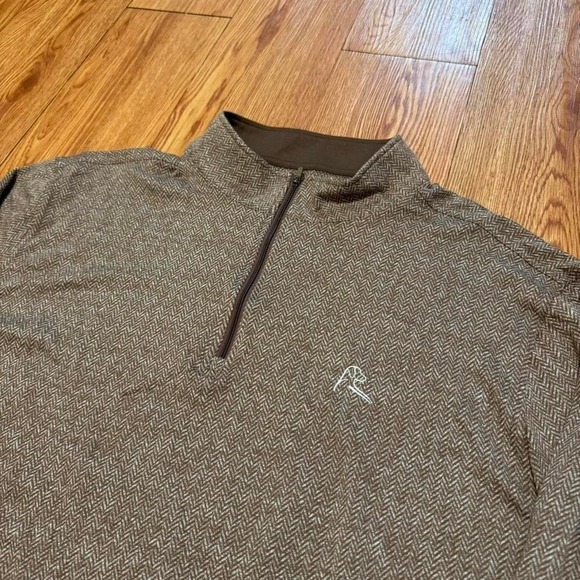 Rhoback Other - Rhoback Men's Quarter Zip Golf Herringbone Brown Active Size 2XL XXL